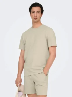 Only and Sons miesten t-paita, K KIAN REG SEERSUCKER SS TEE Silver Lining