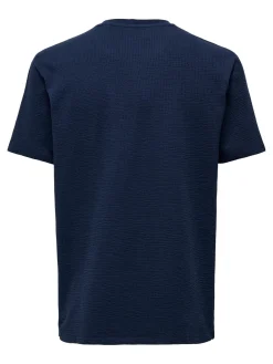 Only and Sons miesten t-paita, K KIAN REG SEERSUCKER SS TEE Tummansininen