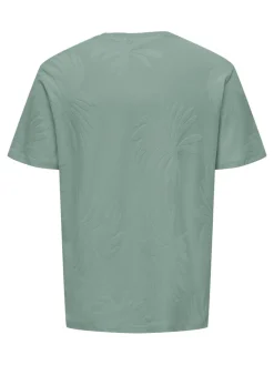 Only and Sons miesten t-paita, MARCO LIFE PALM JACQUARD Iceberg Green