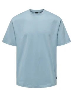Only and Sons, Miesten T-Paita, Onsfred Rls Ss Tee Noos Vaaleansininen