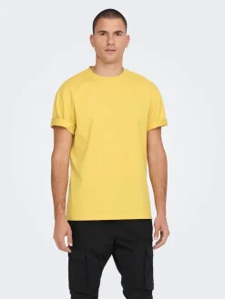Only and Sons, Miesten T-Paita, Onsfred Rls Ss Tee Noos Keltainen