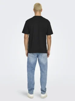 Only and Sons miesten t-paita, RHINESTONE RLX SS TEE Musta