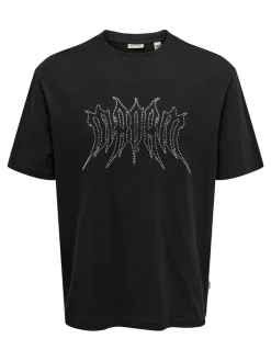 Only and Sons miesten t-paita, RHINESTONE RLX SS TEE Musta