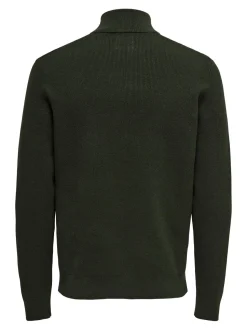 Only and Sons neule, PHIL COTTON HALF ZIP Armeijanvihreä