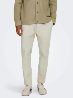 Only and Sons pellavahousut, LINUS CROP Beige