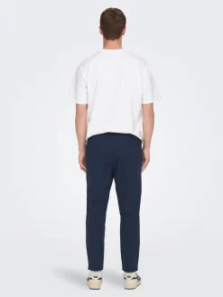 Only and Sons pellavahousut, LINUS CROP Tummansininen