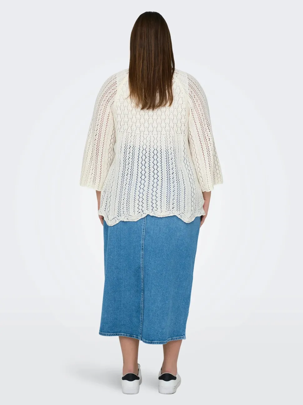 Only Carmakoma naisten neule, CARNOLA LIFE 3/4 PULLOVER KNT Luonnonvalkoinen