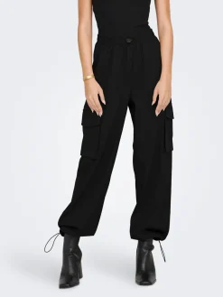 Only housut, ONLCASHI CARGO PANT WVN Musta