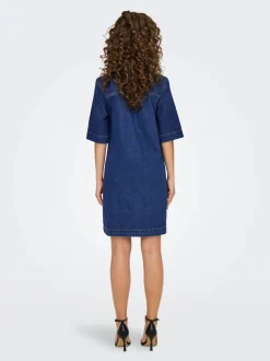 Only mekko ONLBELLE S/S Button Dress DNM, sininen