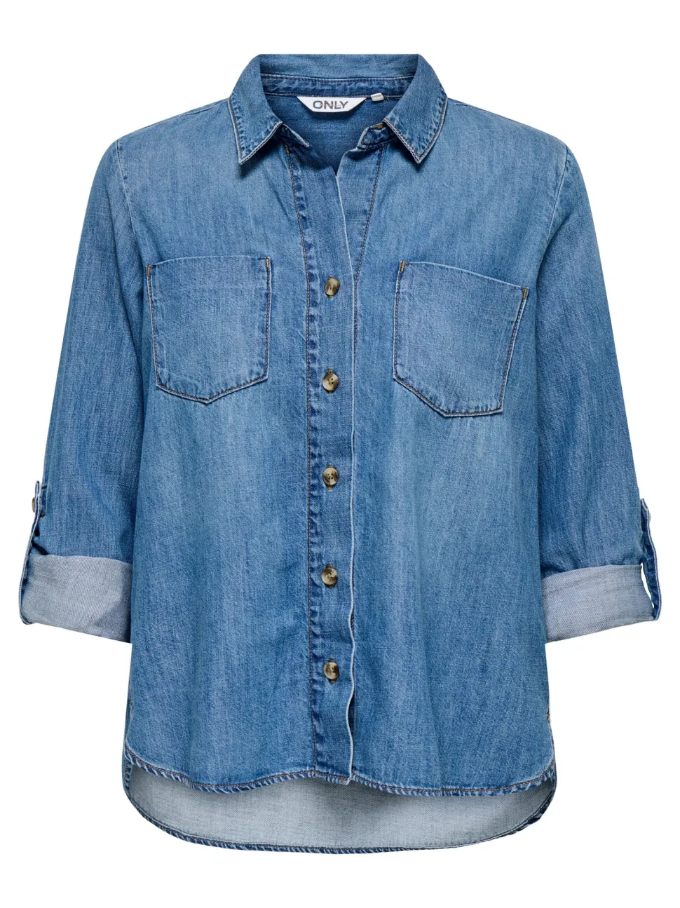 Only naisten farkkupaita, ONLYASMIN SHIRT L/S DNM AKM Sininen, Indigo