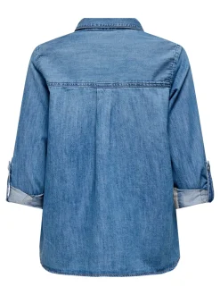 Only naisten farkkupaita, ONLYASMIN SHIRT L/S DNM AKM Sininen, Indigo