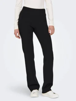 Only naisten housut, ONLCLEVER LIFE WIDE BAND LONG PANT Musta
