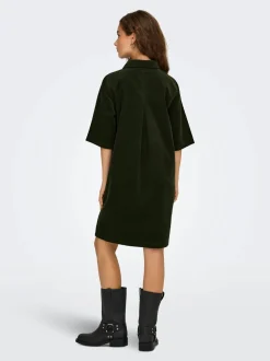 Only naisten mekko, ONLGRY-NESSA S/S CORD DRESS Armeijanvihreä