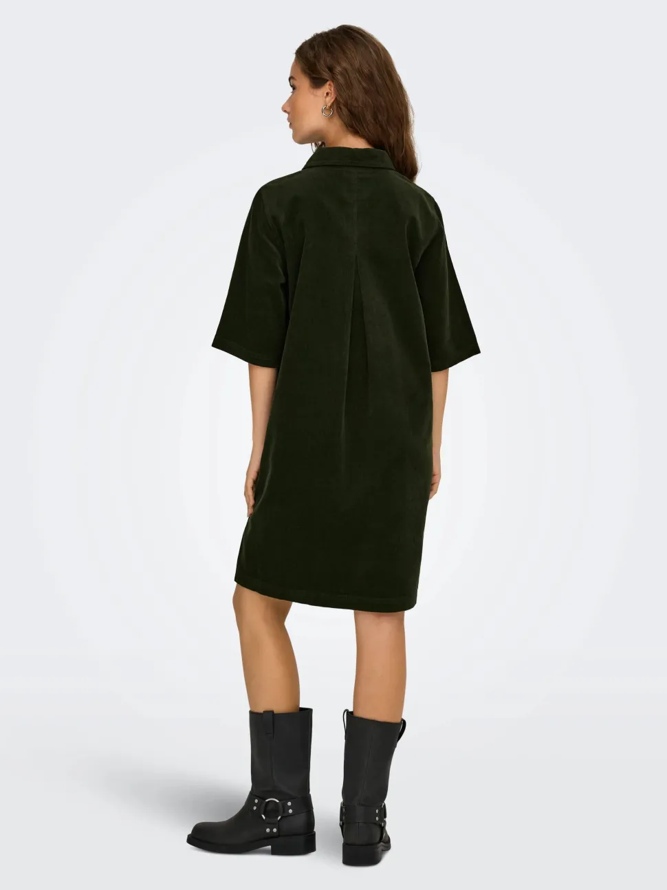 Only naisten mekko, ONLGRY-NESSA S/S CORD DRESS Armeijanvihreä