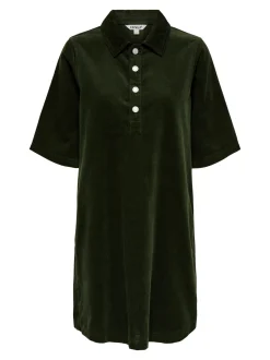Only naisten mekko, ONLGRY-NESSA S/S CORD DRESS Armeijanvihreä