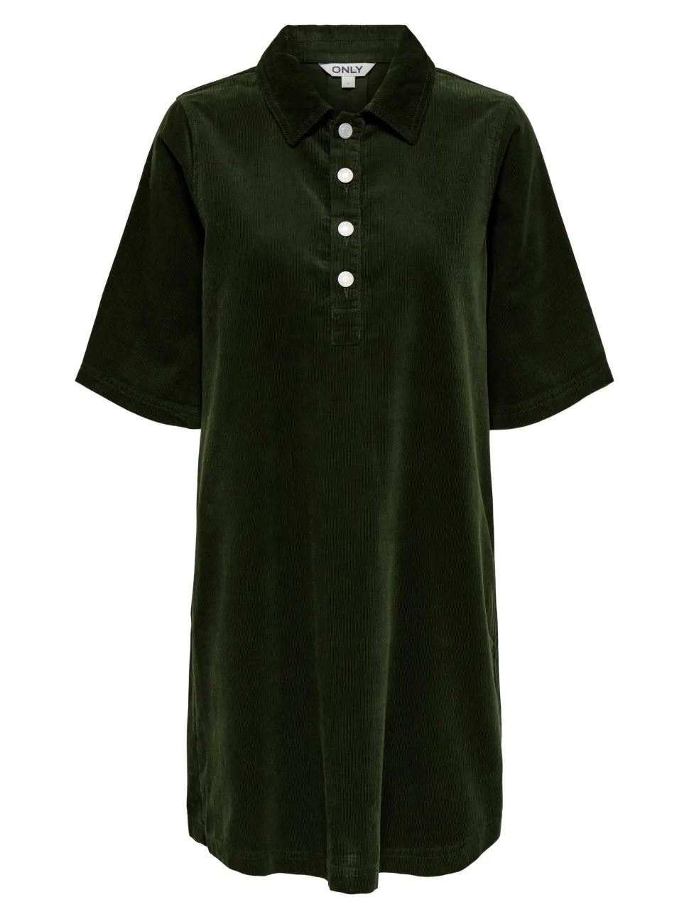 Only naisten mekko, ONLGRY-NESSA S/S CORD DRESS Armeijanvihreä