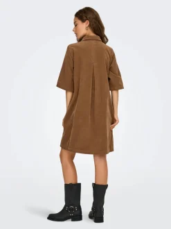 Only naisten mekko, ONLGRY-NESSA S/S CORD DRESS Kameli