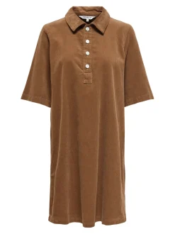 Only naisten mekko, ONLGRY-NESSA S/S CORD DRESS Kameli