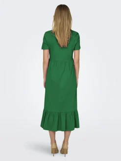 Only naisten mekko, ONLMAY LIFE S/S PEPLUM CALF DRESS JRS Vihreä