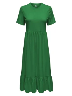 Only naisten mekko, ONLMAY LIFE S/S PEPLUM CALF DRESS JRS Vihreä
