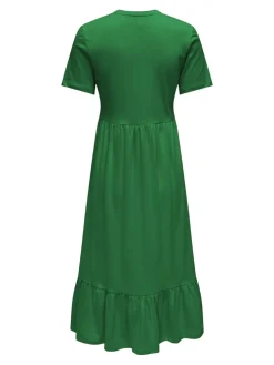 Only naisten mekko, ONLMAY LIFE S/S PEPLUM CALF DRESS JRS Vihreä
