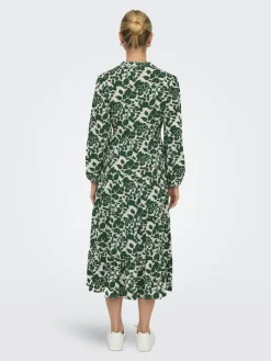 Only naisten mekko, ONLMILANA 7/8 DRESS WVN Vihreä Kuosi