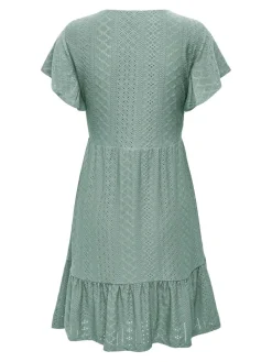 Only naisten mekko, ONLSANDRA S/S V-NECK DRESS Mintunvihreä