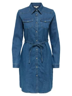 Only naisten mekko, ONLSASIA LS STRECH DENIM DRESS NOOS Indigo