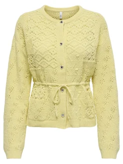 Only naisten neuletakki ONLELKE LIFE LS CARDIGAN CC KNT, keltainen