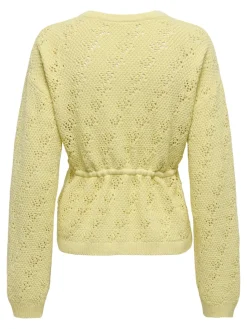 Only naisten neuletakki ONLELKE LIFE LS CARDIGAN CC KNT, keltainen