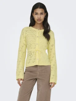 Only naisten neuletakki ONLELKE LIFE LS CARDIGAN CC KNT, keltainen
