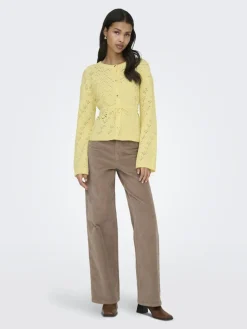 Only naisten neuletakki ONLELKE LIFE LS CARDIGAN CC KNT, keltainen