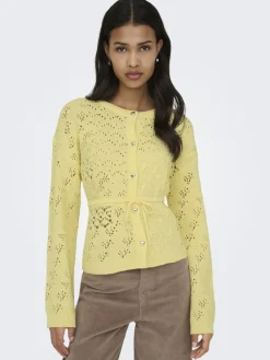 Only naisten neuletakki ONLELKE LIFE LS CARDIGAN CC KNT, keltainen
