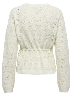 Only naisten neuletakki ONLELKE LIFE LS CARDIGAN CC KNT, luonnonvalkoinen