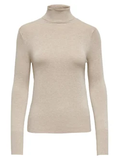 Only Naisten Pooloneule ONLVENICE LS ROLL PULLOVER Luonnonvalkoinen