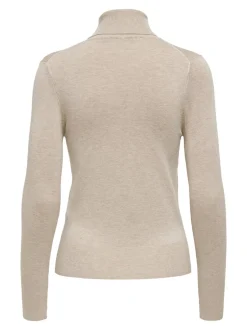 Only Naisten Pooloneule ONLVENICE LS ROLL PULLOVER Luonnonvalkoinen
