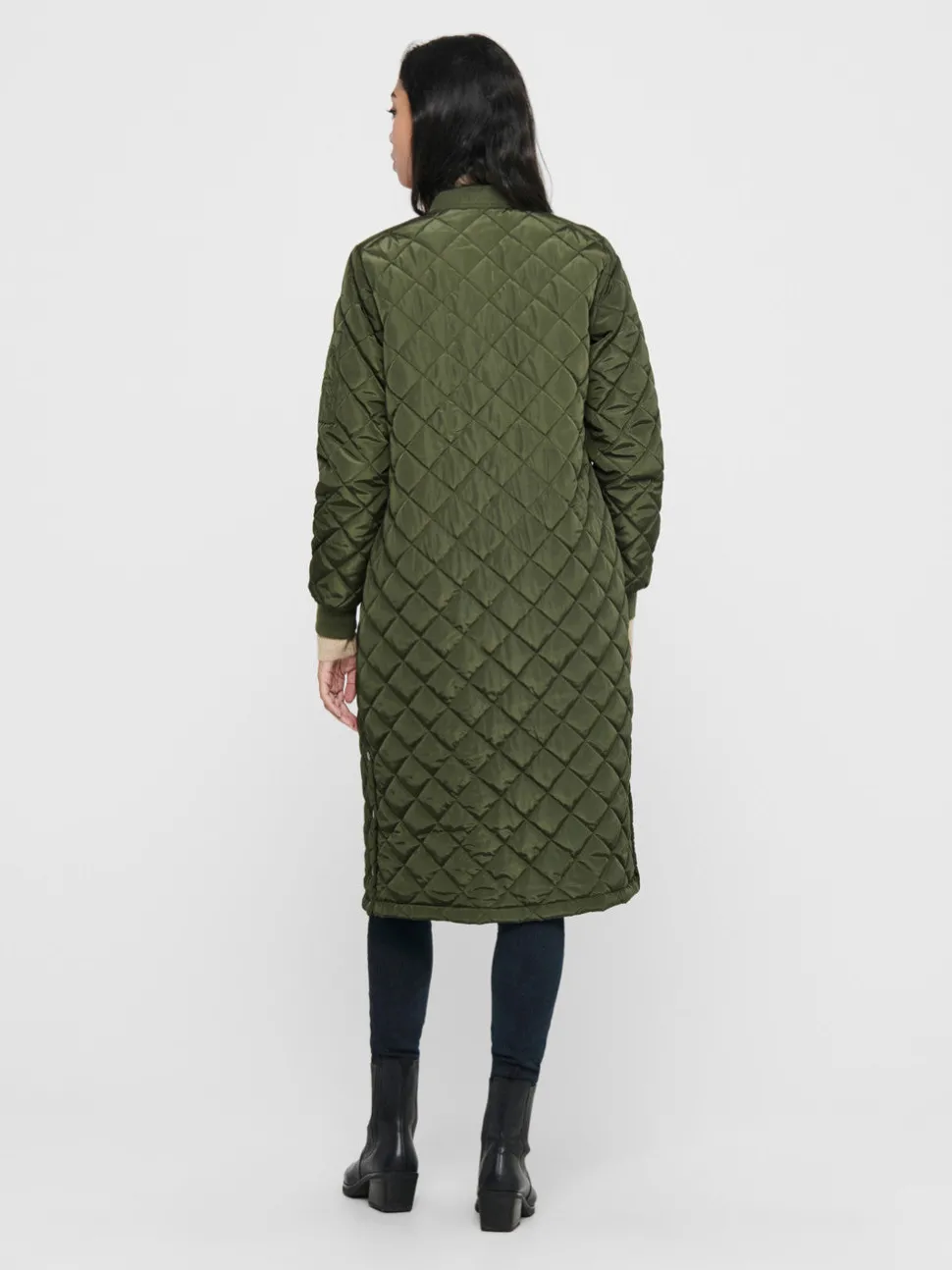 Only Naisten Tikkitakki ONLJESSICA X-LONG QUILTED COAT NOOS Armeijanvihreä