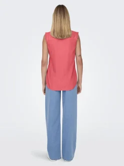 Only Naisten Toppi, ONLKIMMI S/L TOP WVN NOOS Koralli