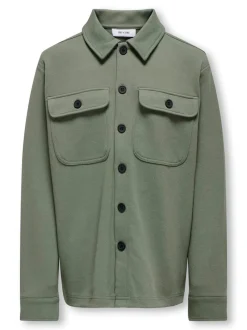 Only & Sons Junior Lasten Paitatakki, OSJNEW KODYL OVERSHIRT SWEAT Vaaleanvihreä