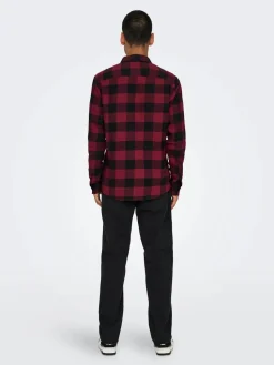 Only & Sons Ruudullinen Kauluspaita Cabernet