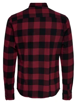 Only & Sons Ruudullinen Kauluspaita Cabernet