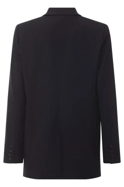Philosophy Blues Original Naisten Raidallinen Bleiseri, MONLA BROOCH BLAZER Raidallinen Harmaa