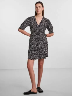 Pieces mekko, PCTALA 2/4 WRAP DRESS Mustavalkoinen