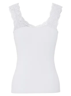 Pieces naisten toppi PCBARBERA LACE TOP JRS NOOS, valkoinen