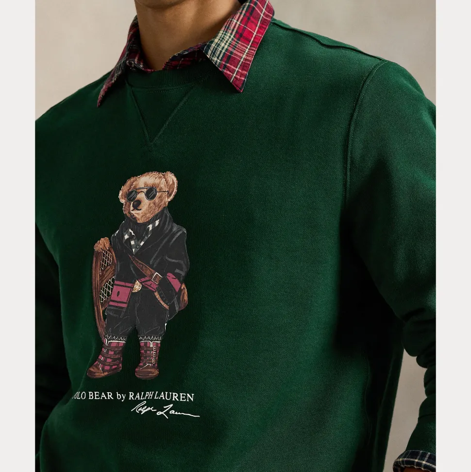 Polo Ralph Lauren miesten collegepaita Long Sleeve Polo Bear Fleece Sweatshirt, tummanvihreä