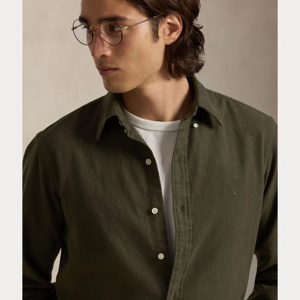 Polo Ralph Lauren miesten kauluspaita Long Sleeve Sport Shirt, tummanvihreä