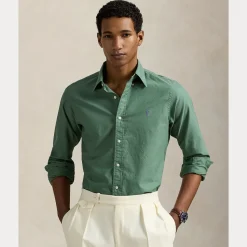 Polo Ralph Lauren miesten kauluspaita, SLIM FIT GARMEND WASHED OXFORD SHIRT Vihreä