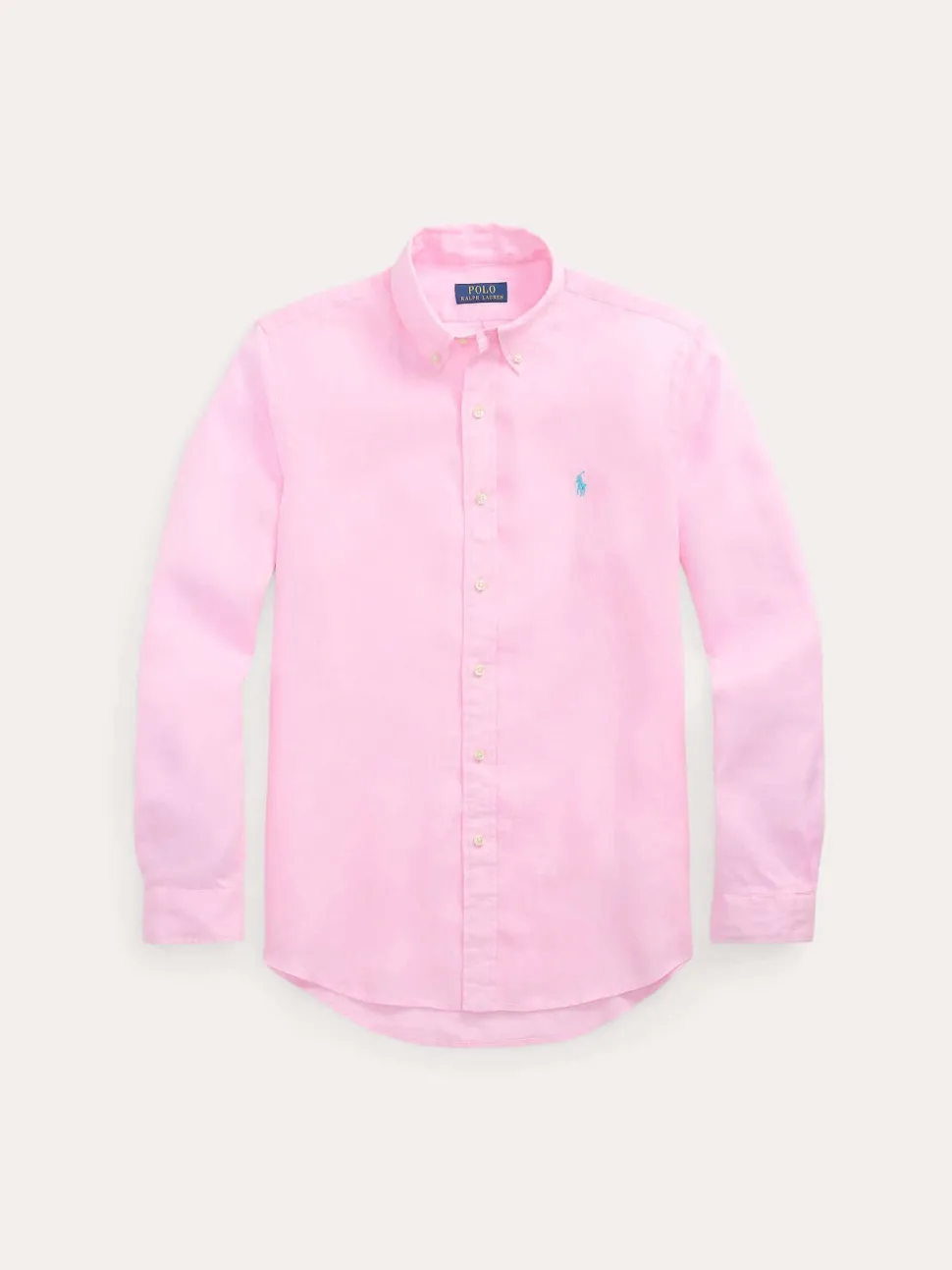 Polo Ralph Lauren miesten kauluspaita, POLO LINEN SHIRT LS CUSTOM FIT Pinkki