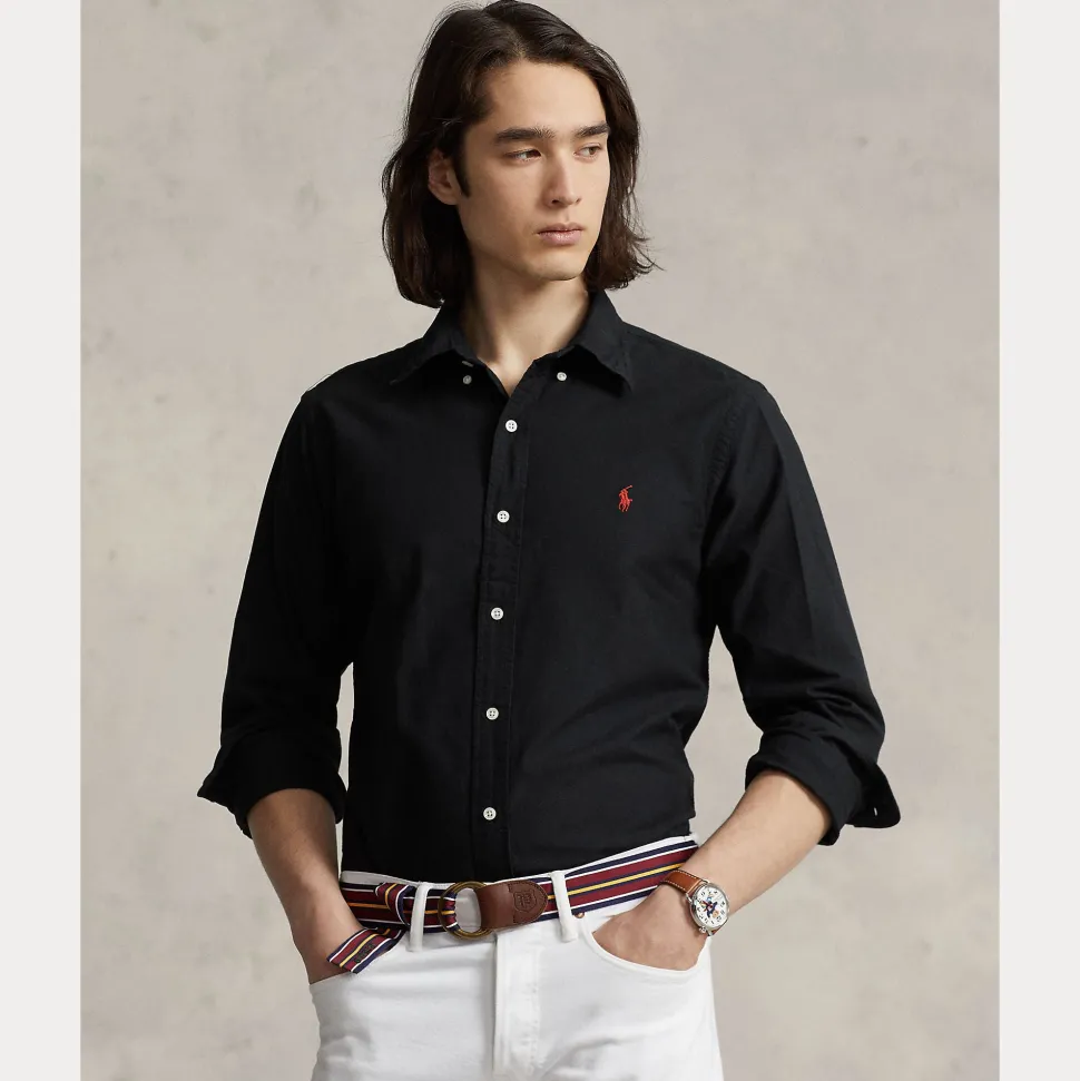 Polo Ralph Lauren miesten kauluspaita Custom Fit Carment-dyed Oxford Shirt, musta