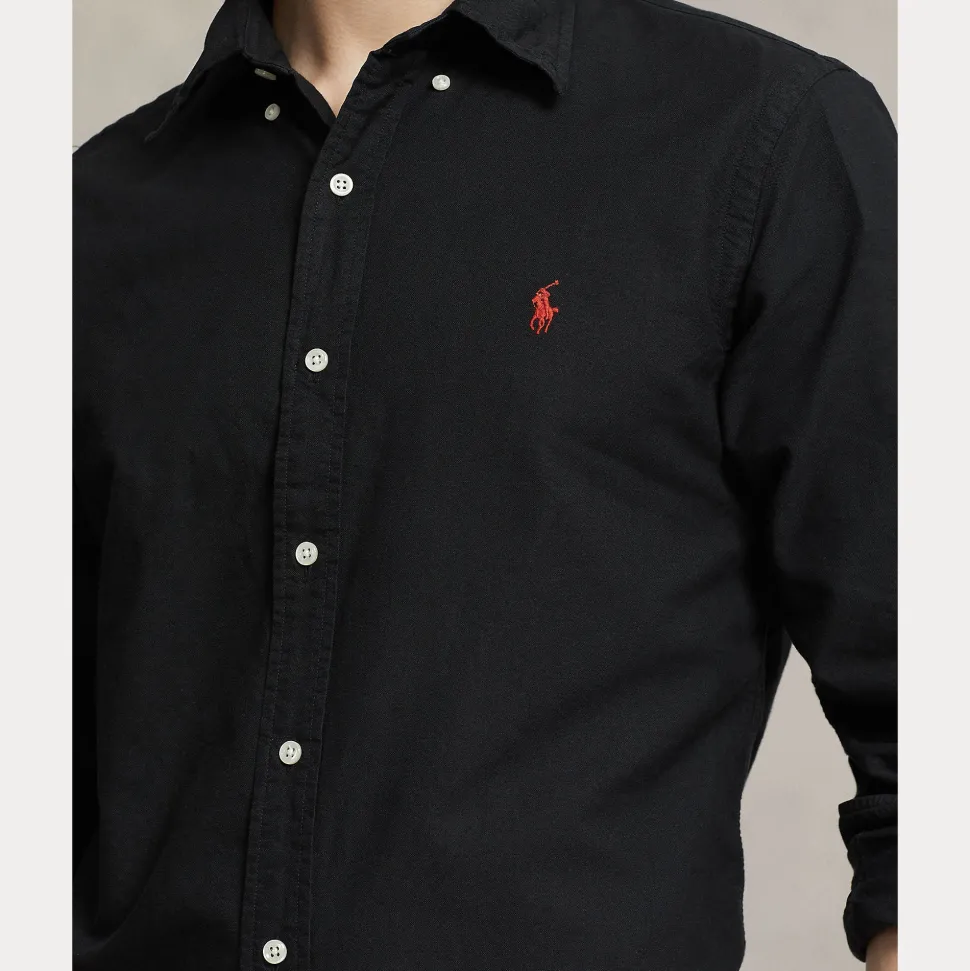 Polo Ralph Lauren miesten kauluspaita Custom Fit Carment-dyed Oxford Shirt, musta